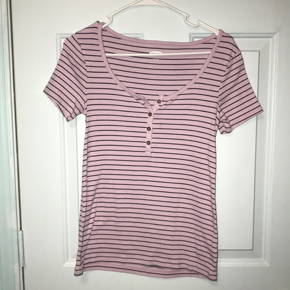 Old Navy purple striped short sleeve shirt size small